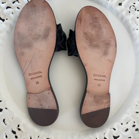 Dragon Real Italian Leather Flat Slip on Sandal - Picture 3 of 8